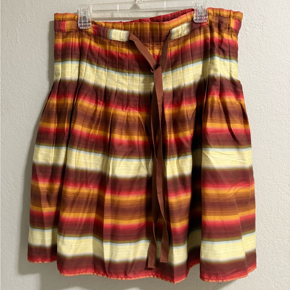 BCBG Max Azria Striped Pleated Skirt – Fall Colors, Size S